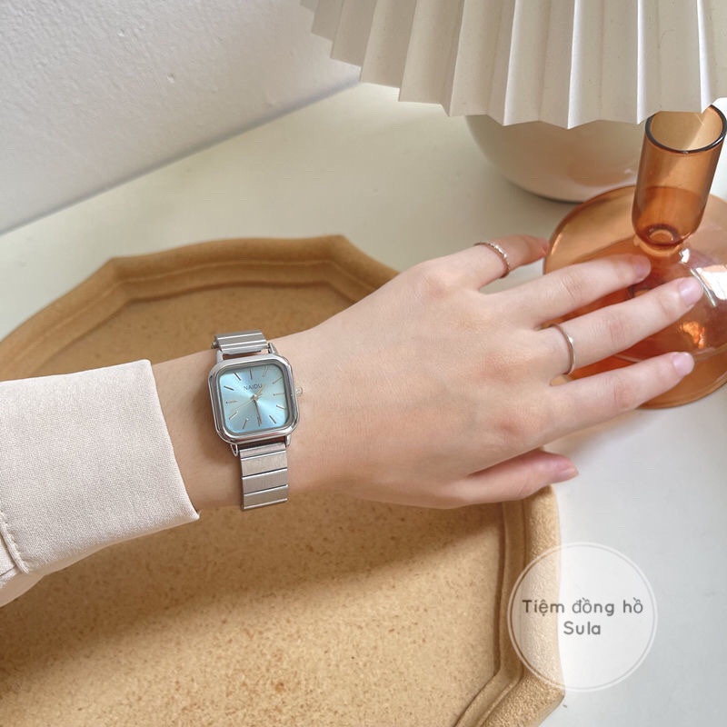 Đồng hồ nữ mặt vuông 26mm NAIDU đẹp giá rẻ dây kim loại chống nước 3ATM - SULATRO