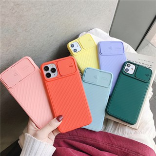 Ốp lưng silicone mềm thiết kế nắp trượt bảo vệ camera cho IPhone 11ProMax 11pro 11 X Xs Max XR 8 7 Plus