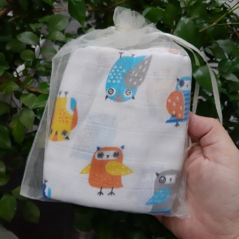Set 10 Khăn sữa sợi tre Aden túi lưới mềm mịn cho bé trai bé gái