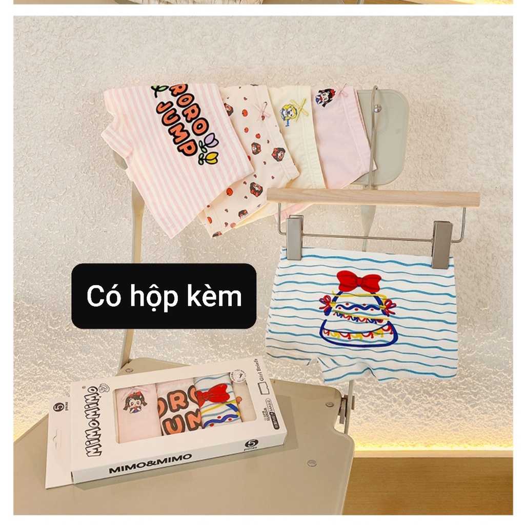 Quần chip bé gái combo 5 quần lót cotton kháng khuẩn cao cấp cho trẻ em từ 9 đến 39kg hoạ tiết Cô gái nhỏ
