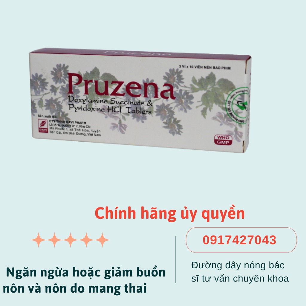 Viên uống PRUZENA hỗ trợ ngăn ngừa giảm buồn nôn và nôn do mang thai