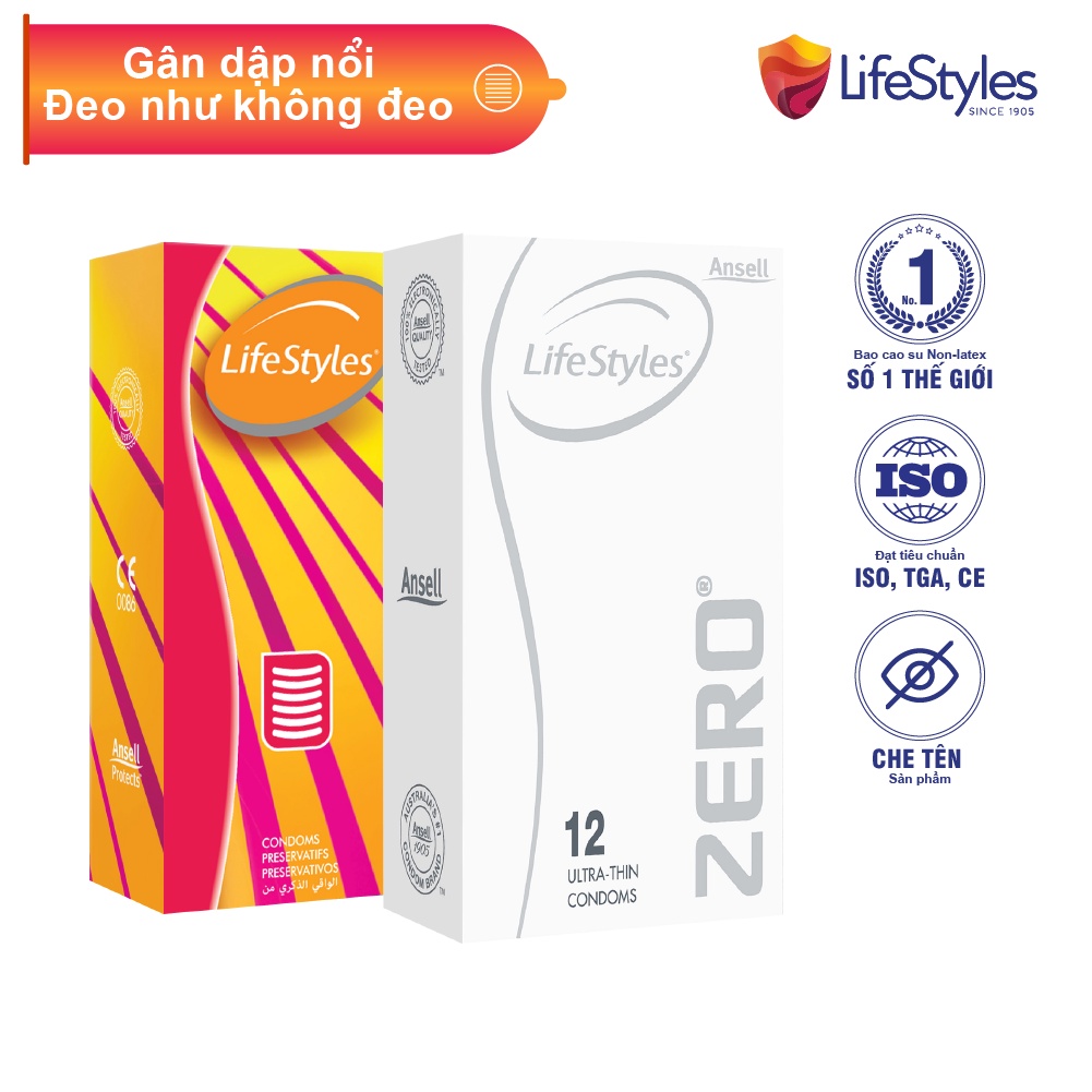 [Mã LTBAUAB29 giảm 7% đơn 99K] Combo 1 Hộp Bao Cao Su LifeStyles Fantasy 12 bao + 1 LifeStyles Zero 12 bao