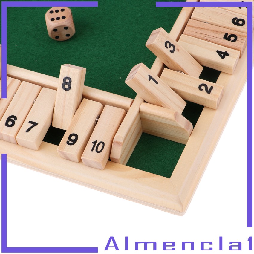 Bộ Đồ Chơi Board Game Shut The Box bằng gỗ gồm 2 xúc xắc và 10 số cho người lớn/trẻ em