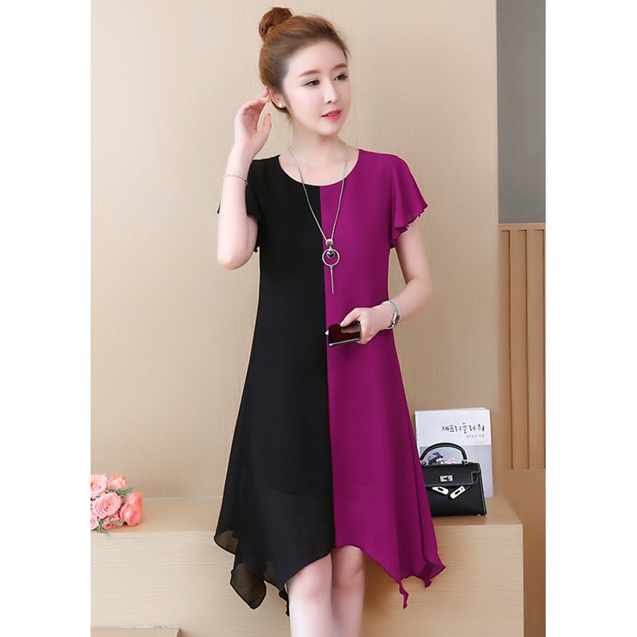 ĐẦM SUÔNG PHỐI MÀU CÁCH ĐIỆU D3027