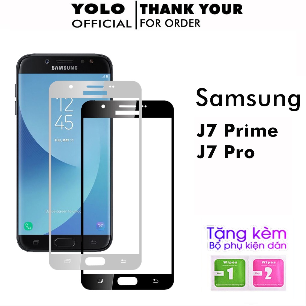 Kính cường lực samsung J7 Prime J7 Pro Trong Suốt Full Màn Cảm ứng nhạy [FM]
