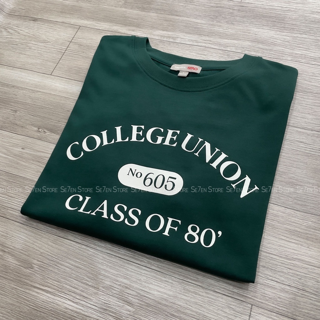 Áo thun ngắn tay SPAO cổ tròn Unisex chất vải cotton form rộng phong cách đường phố Hàn Quốc