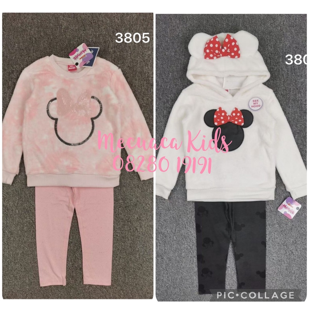 Bộ băng lông thu đông quần cotton mickey cho bé gái đáng yêu