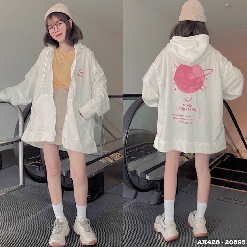 Áo Khoác Cặp Nam Nữ Nỉ Bông Dày Dặn Form Rộng Hàng QC Áo Khoác Jackets Nam Nữ Thun Nỉ in MOON PINK - AK3428 | BigBuy360 - bigbuy360.vn