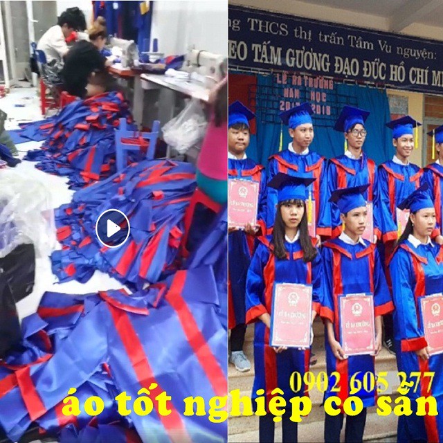 [Giảm Giá Sốc]Áo tốt nghiệp trung học xanh đen