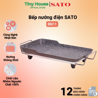 Bếp nướng điện không khói sato bn11, 1500w - 3 lớp chống dính vân đá hoa cương, bảo hành 36 tháng