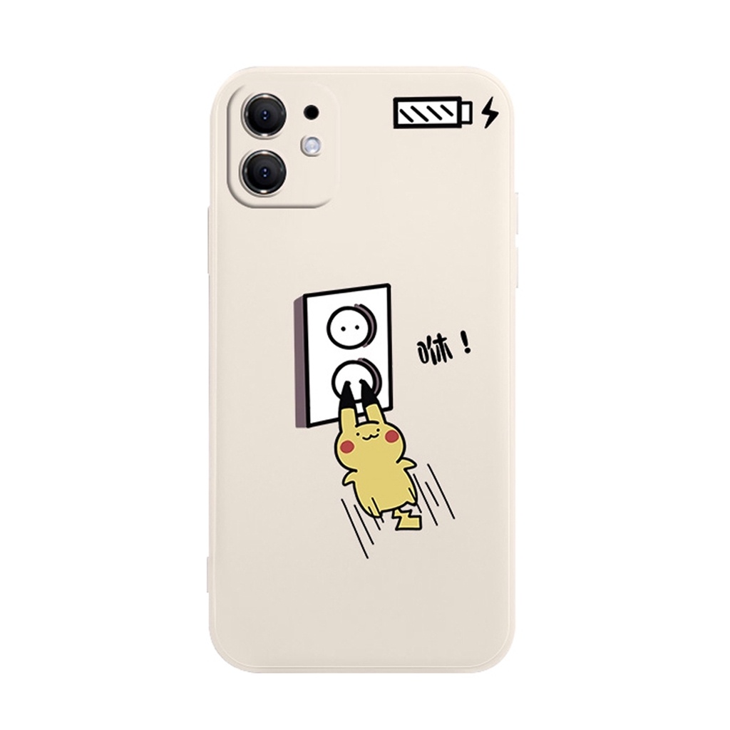 Ốp Lưng Iphone Cạnh Vuông Pikachu Sạc Điện 6/6plus/6s/6splus/7/7plus/8/8plus/x/xr/xs/11/12/pro/promax - DIY Shop