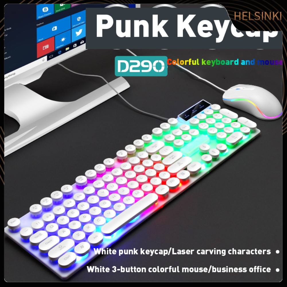 Bàn Phím Cơ Hel + D290 104 Phím Có Đèn Led Nền Nhiều Màu Cho Pc