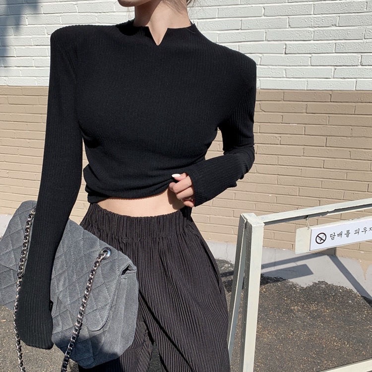 Áo thun COZOK tay dài cổ cao màu trơn