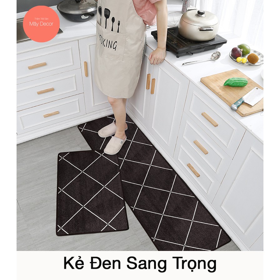 Thảm bếp lau chân trải sản thêu len sợi dệt cao cấp chống trơn trượt Mây Decor 3 size 50x80, 50x120 và 50x180cm tùy chọn