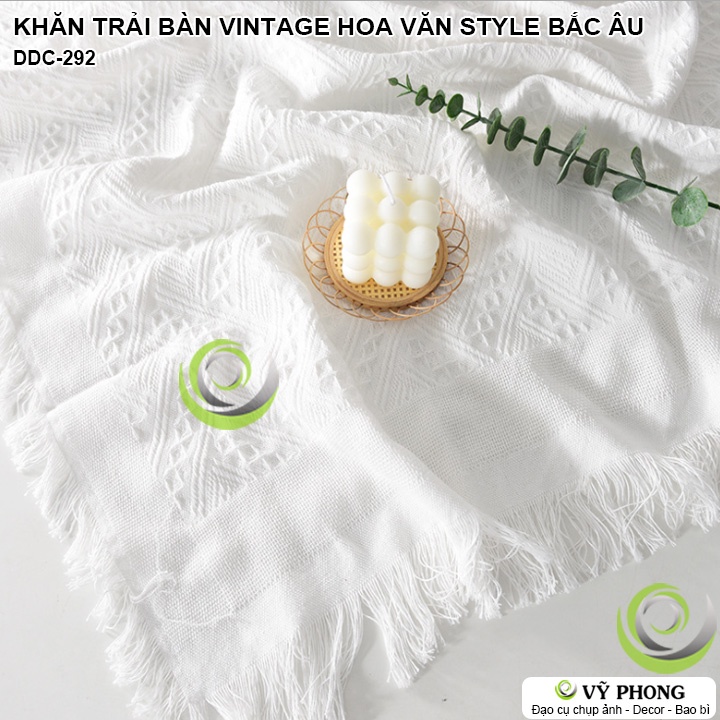 KHĂN TRẢI BÀN VINTAGE HỌA TIẾT BẮC ÂU IN NỔI HOA VĂN 3D TRANG TRÍ NHÀ BẾP ĐẠO CỤ DECOR CHỤP ẢNH SẢN PHẨM DDC-292