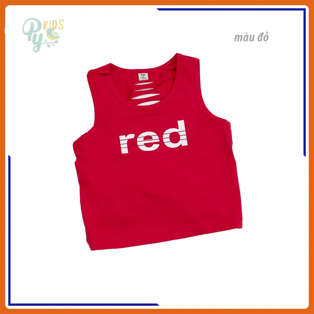 Áo croptop/ áo sát nách hở rốn bé gái size đại từ 24 - 45 kg, in chữ hở lưng mẫu mới 2021