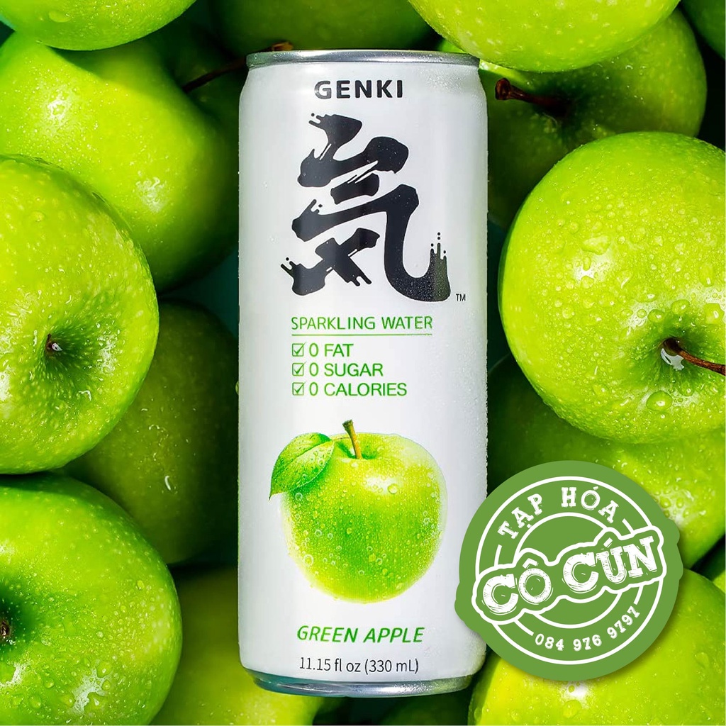 Nước Soda Genki, nước hoa quả có ga - Không béo, không đường, không calo, lon 330ml