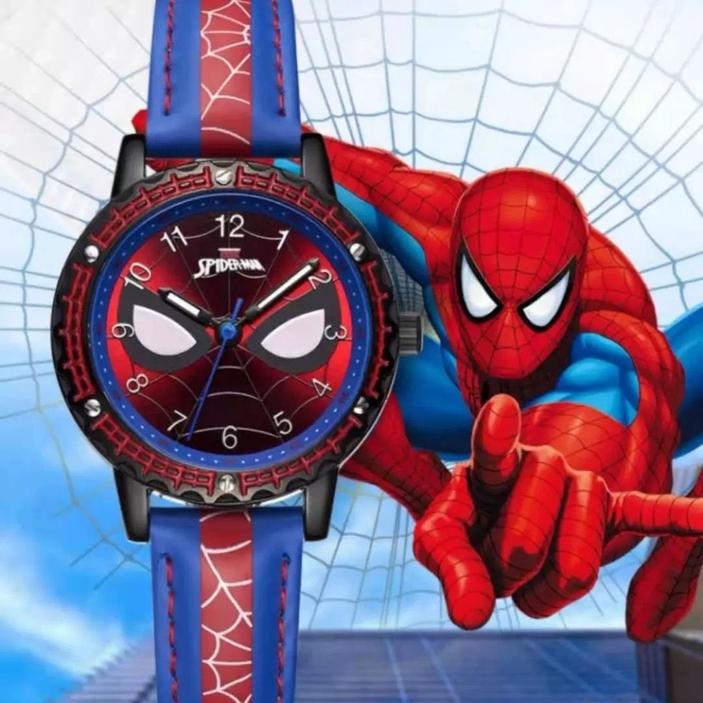 Đồng Hồ Đeo Tay Chống Nước Họa Tiết Marvel Spiderman Dành Cho Bé Trai Tiểu Học