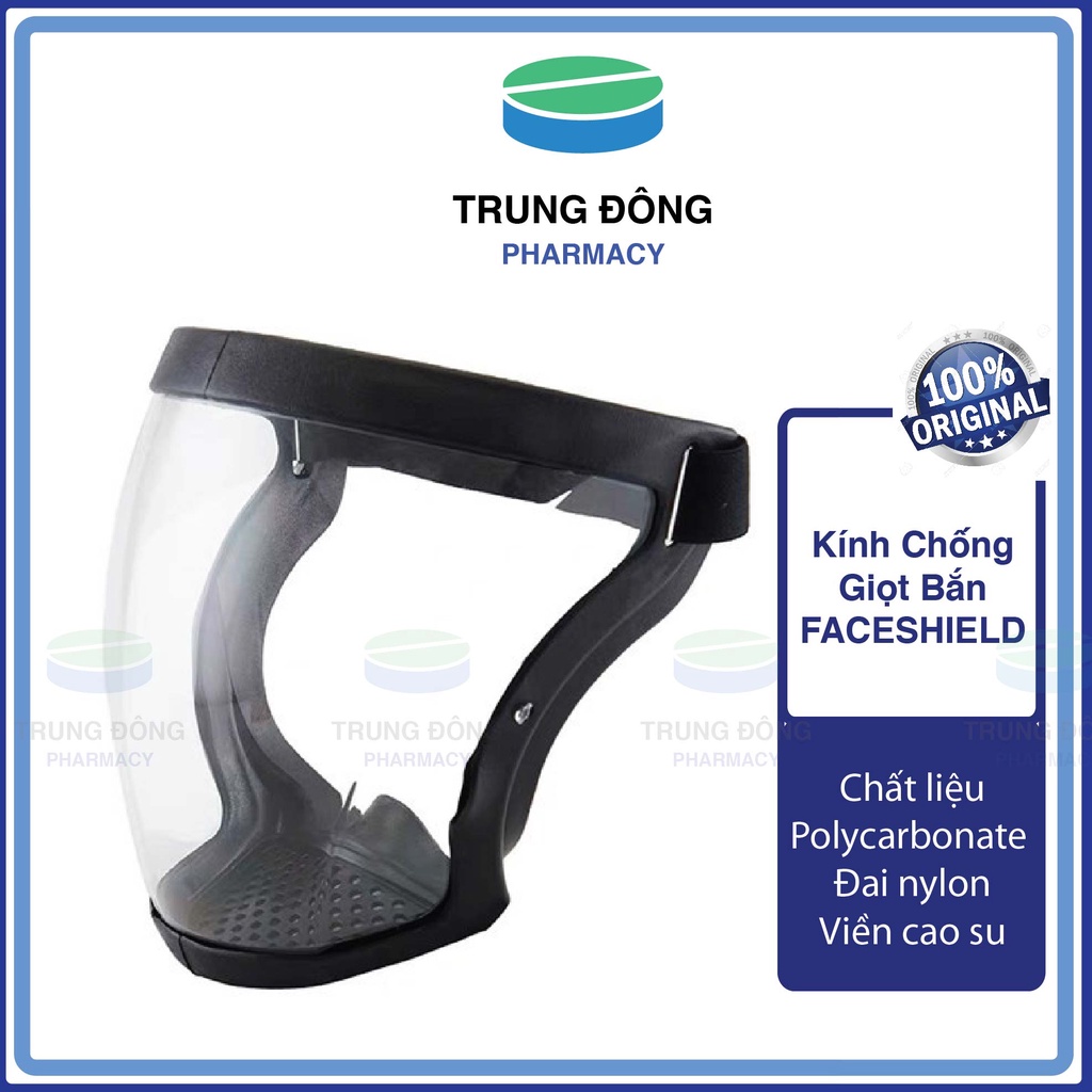 Kính Chống Dịch, Giọt Bắn, bụi mịn viền đen FACESHIELD, Mặt Nạ Bảo Hộ Đa Năng - Trung Đông Pharmacy