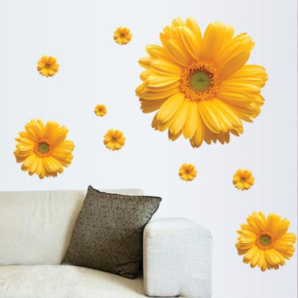 Sticker Dán Tường Chống Thấm Nước Họa Tiết Hoa Cúc Nhiều Màu Sắc Trang Trí Phòng Khách / Phòng Ngủ