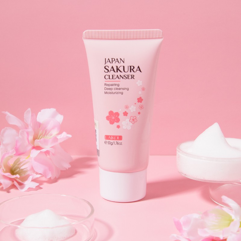 Sữa rửa mặt Laikou chiết xuất hoa anh đào dịu nhẹ làm trắng da se khít lỗ chân lông 50g | BigBuy360 - bigbuy360.vn