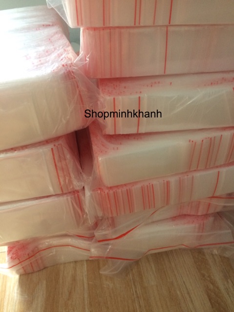 100g Túi zip miết mép từ số 00 đến số 12/ Túi zip bấm vuốt mép chỉ đỏ