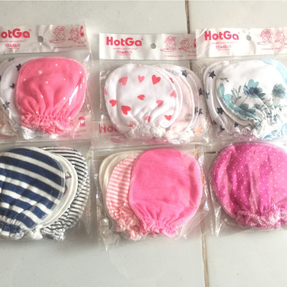 SET 3 ĐÔI BAO TAY SƠ SINH COTTON 0-5 THÁNG MỀM MIN, ĐẸP