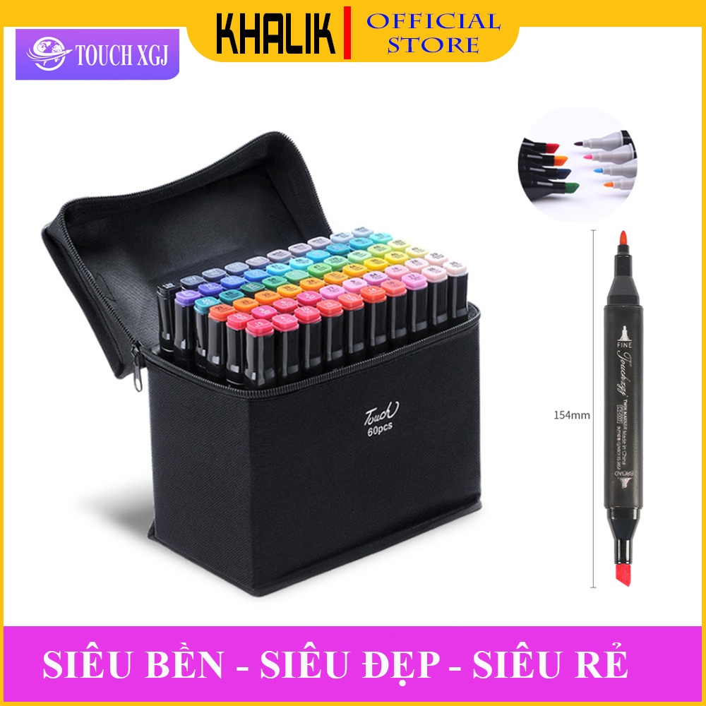 Bút màu dạ TOUCH marker chuyên nghiệp Deli kèm túi vải họa cụ vẽ tranh cao cấp 30 / 40 / 60 / 80 màu