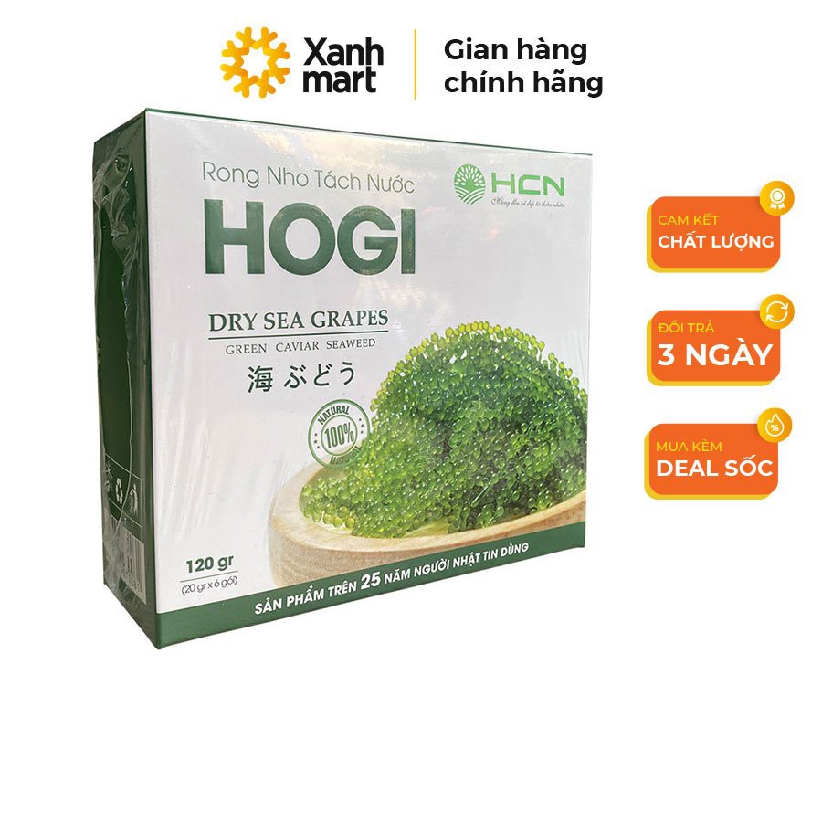 [ TẶNG KÈM SỐT MÈ ] Rong nho tách nước Hogi, rong nho tách nước giàu dinh dưỡng hộp 6 gói