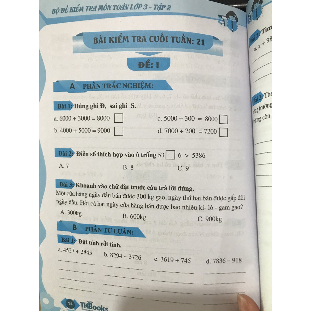 Sách-Bộ Đề Kiểm Tra Môn Toán Lớp 3 Tập 2