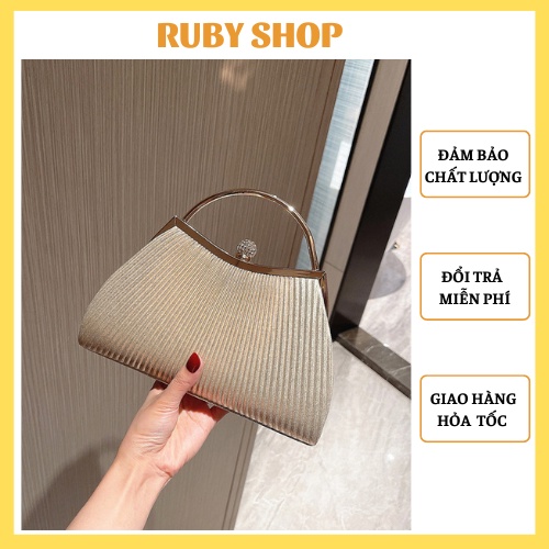 Ví nữ cầm tay dự tiệc có quai xách đính nhũ kim tuyến siêu sang chảnh MSP18 - RUBY SHOP