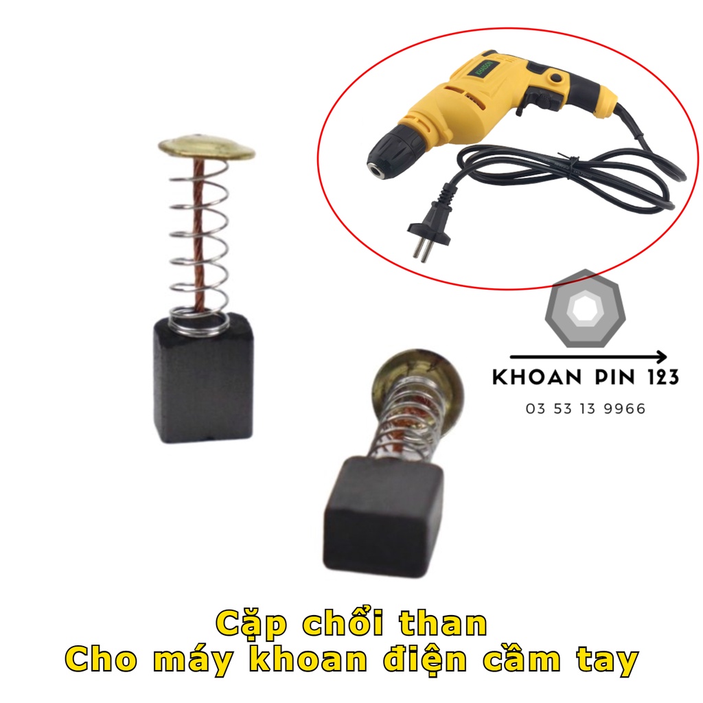Cặp chổi than cho máy khoan điện cầm tay 10mm Trung Quốc (khoan điện vàng)