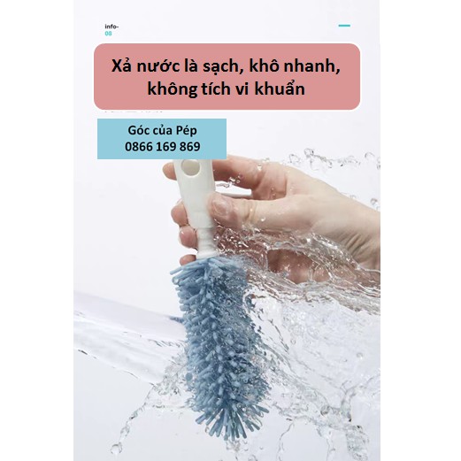 Cọ bình silicon 4 chi tiết cao cấp có đế cắm