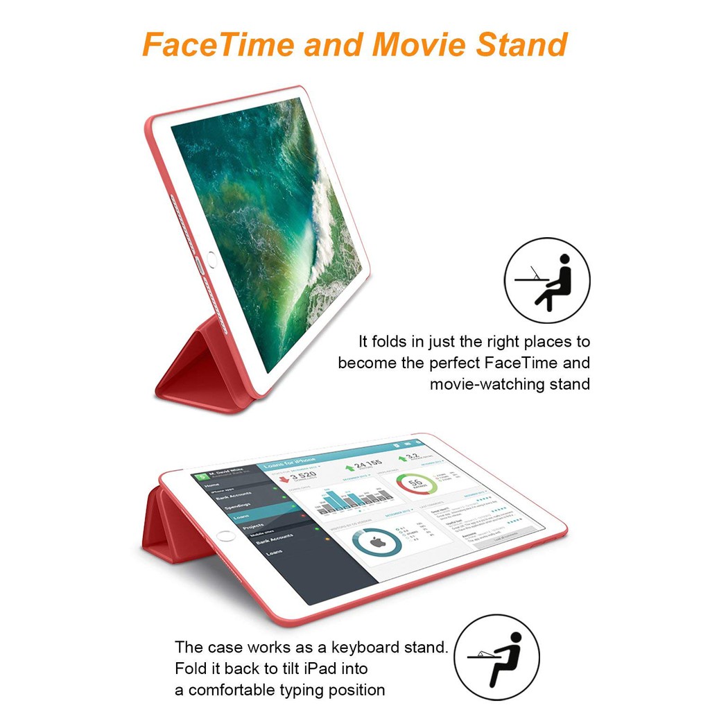 Bao da thông minh cho iPad air5 air4 2017 2018 iPad 9.7 10.5 10.2 10.9inch