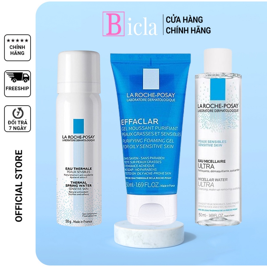 Combo Sữa rửa mặt, Tẩy trang , Xịt khoáng La roche posay size 50ml