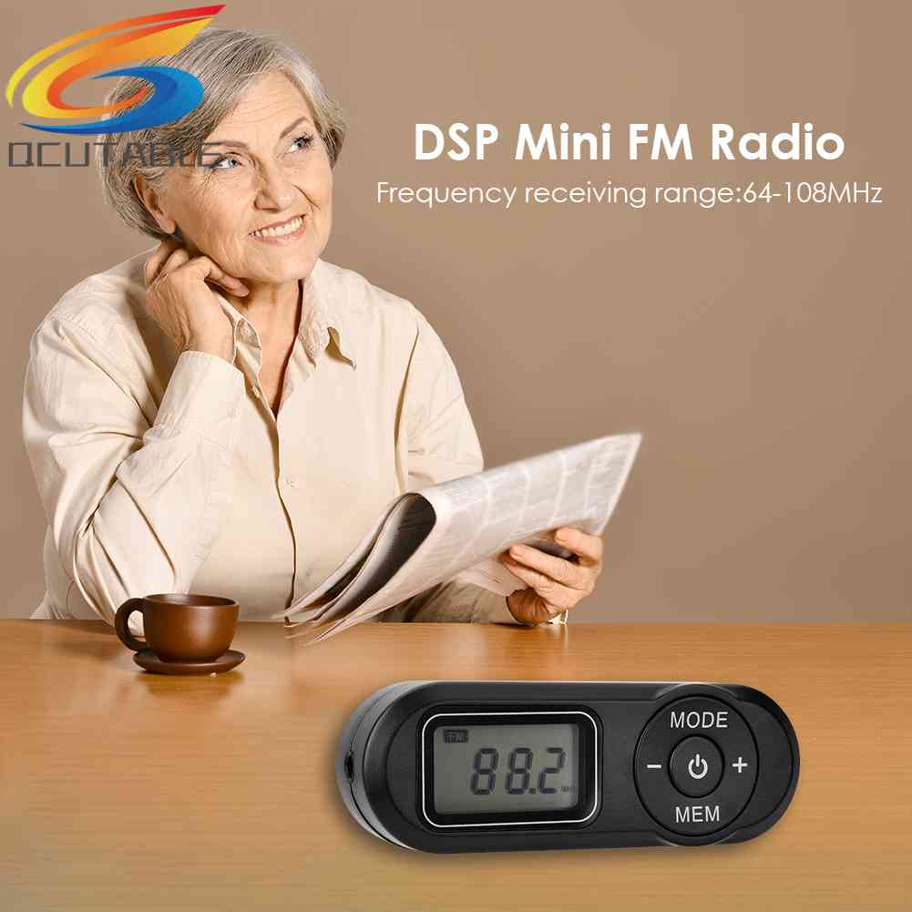 Máy Nghe Đài FM Mini Màn Hình LCD Kỹ Thuật Số Có Thể Sạc Lại Tiện Dụng