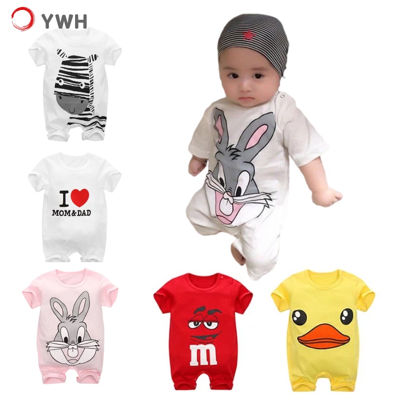 Bộ Áo Liền Quần In Hoạt Hình Dễ Thương Cho Trẻ Sơ Sinh 0-18 Tháng Tuổi