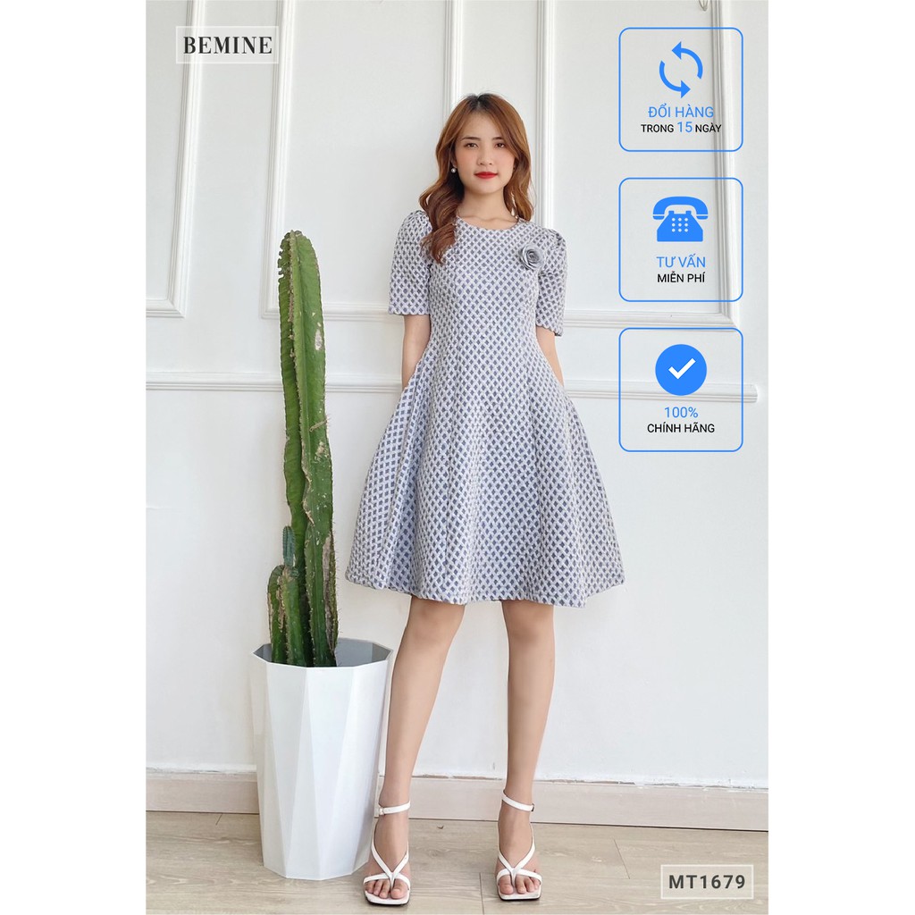 [Mã WABRWA15 giảm 15% đơn 300K] Đầm tapta tùng xòe BEMINE MT1679XANH