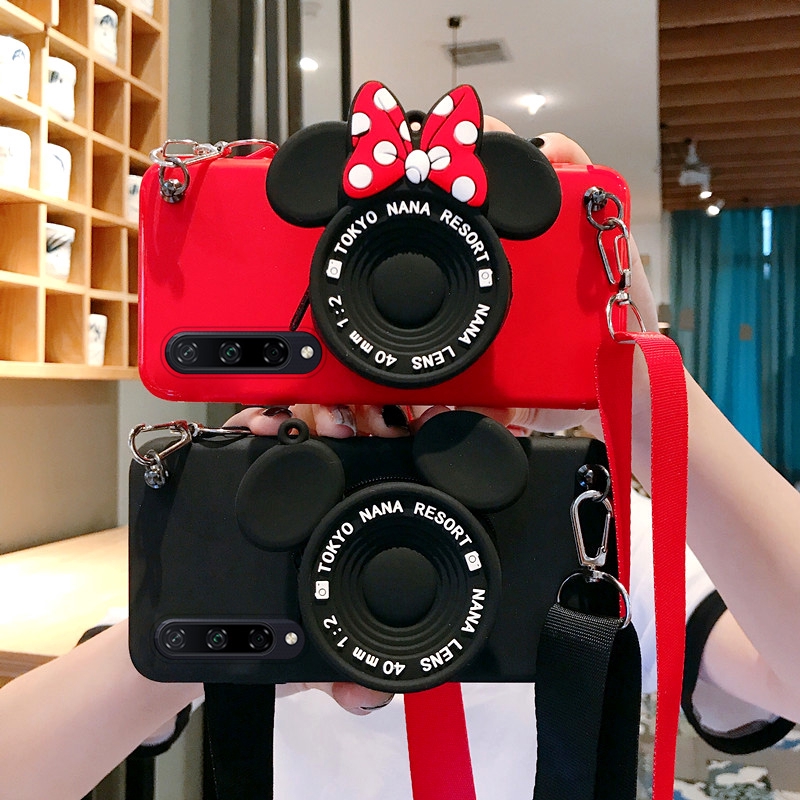 Phim hoạt hình Minnie Camera Coin Purse Ví điện thoại Samsung A10S A32 4G A70 A50 M20 A10 / M10 M30 A20 Dễ thương với nắp dây