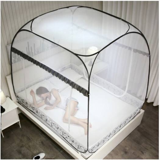 Mùng Chụp Màn Chụp Tự Bung Đỉnh Rộng Đỉnh Vuông Khung Xếp Cao Cấp Người Lớn Mùng Ngủ Kích Thước 1m6x2m 1m8x2m 2mx2m2