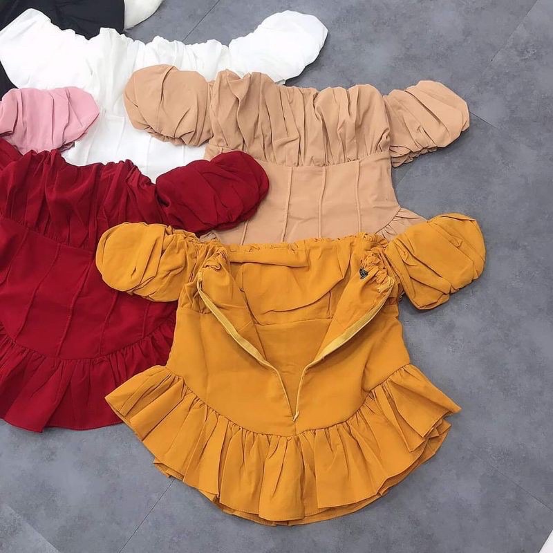 Áo trễ vai bèo cúp ngực đủ màu hot A04