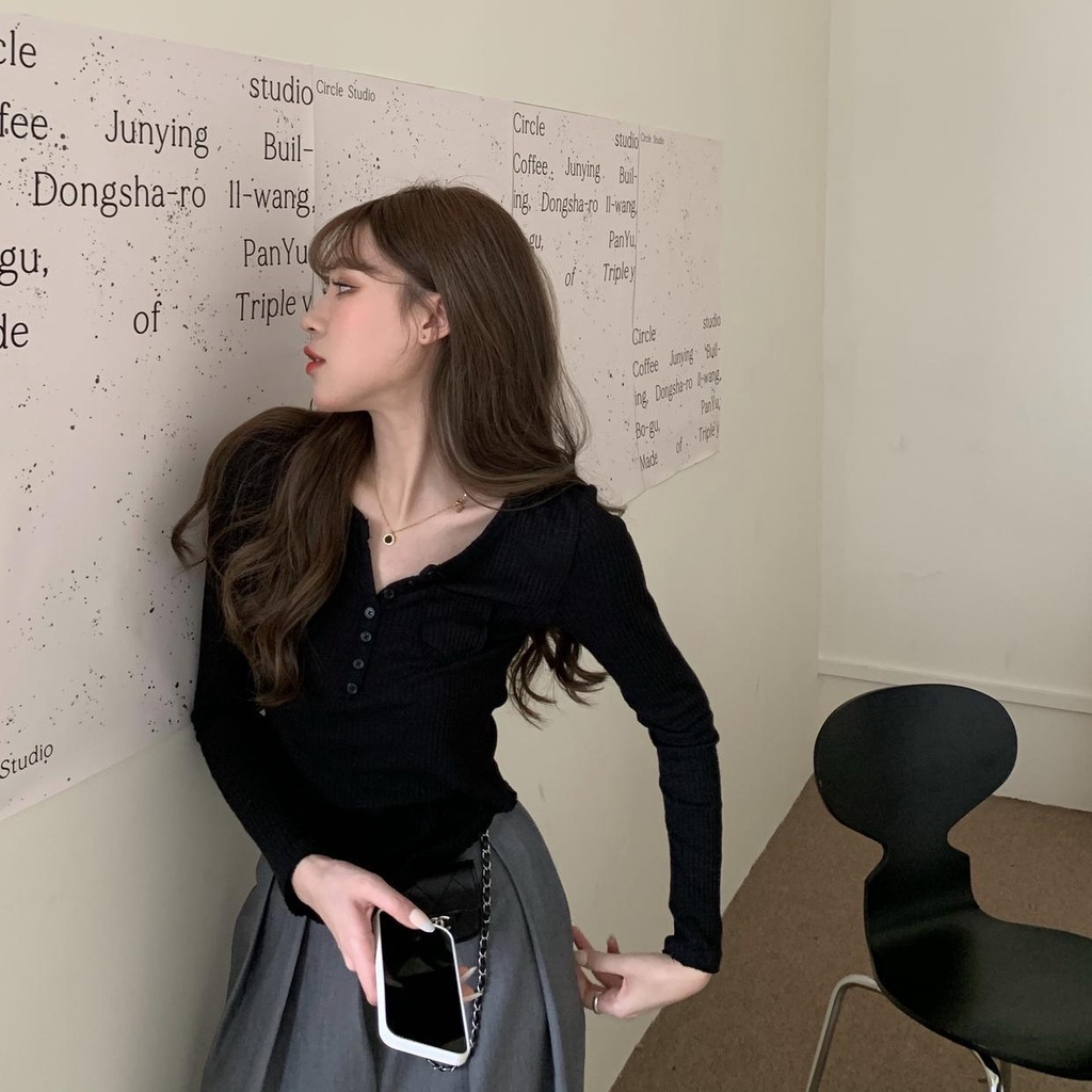 Áo thun COZOKC dài tay màu đơn giản thời trang