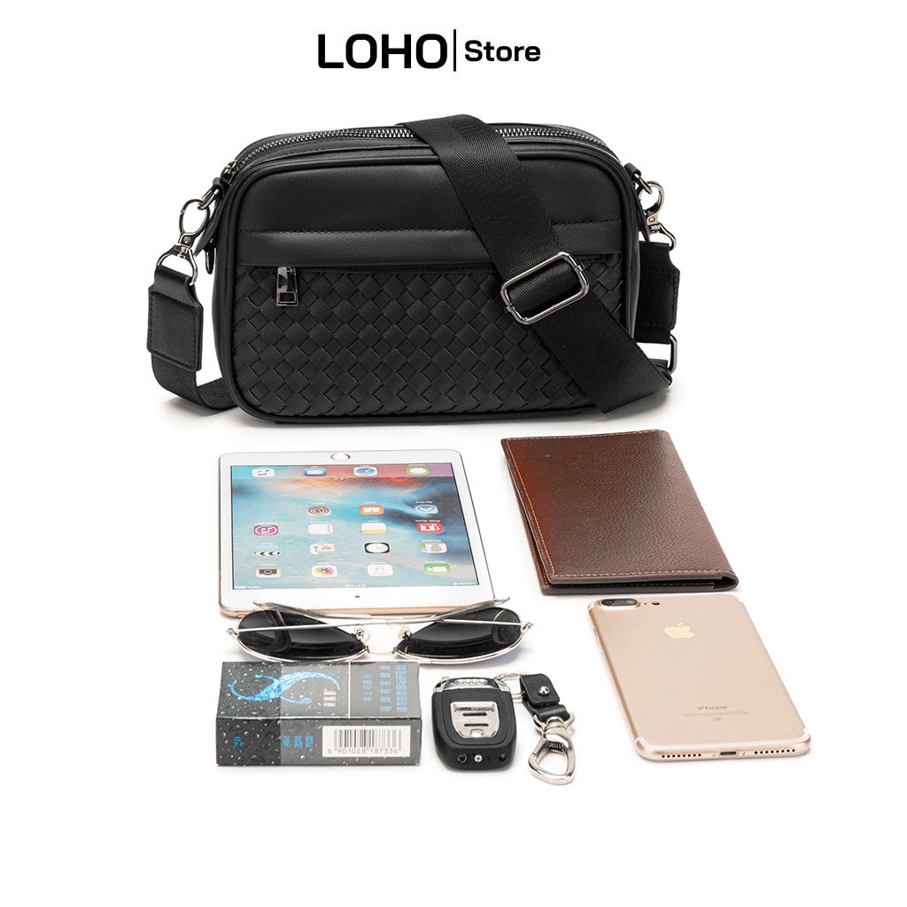 Túi đeo chéo da nam nữ thời trang Loho cao cấp mini phù hợp đi chơi đi làm đi du lịch đựng điện thoại