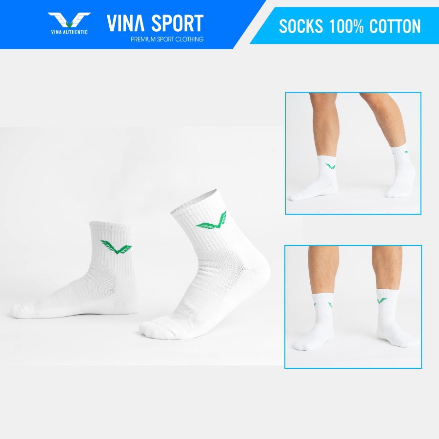 Tất Vớ Nam Cao Cấp Vina Sport Cổ Ngắn Sợi Cotton Hút Ẩm, Khử Mùi, Tất Thể Thao, Lapi VN