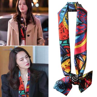 Su Mingyu cùng một đoạn khăn lụa dài nhỏ quàng cổ nữ hoang dã Hàn Quốc hẹp kép thắt nơ thời trang gạc