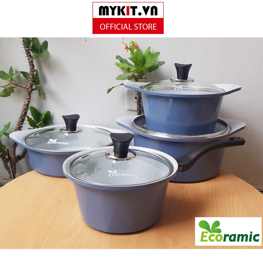 Bộ 4 Nồi V-Line Ecoramic Hàn Quốc  Size 18-20-22-24 Cm | Đúc Nguyên Khối | Cam Kết Chính Hãng- MYKIT.VN