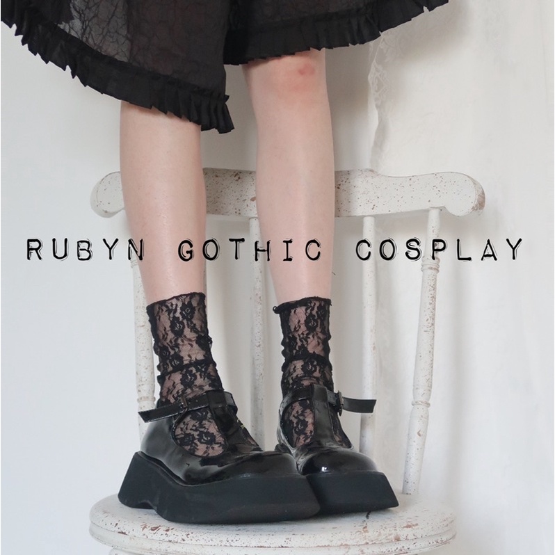 [Sẵn]Tất lolita ren thêu hoa co giãn, tất cosplay ren09