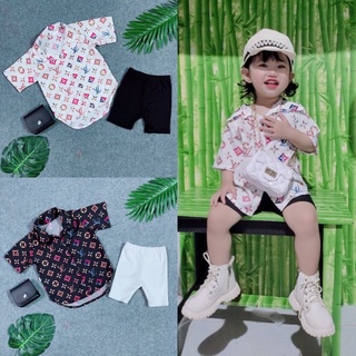 Set Sơ Mi Lụa Fom Rộng Tặng Kèm Quần Ngố Thời Trang Cho Bé