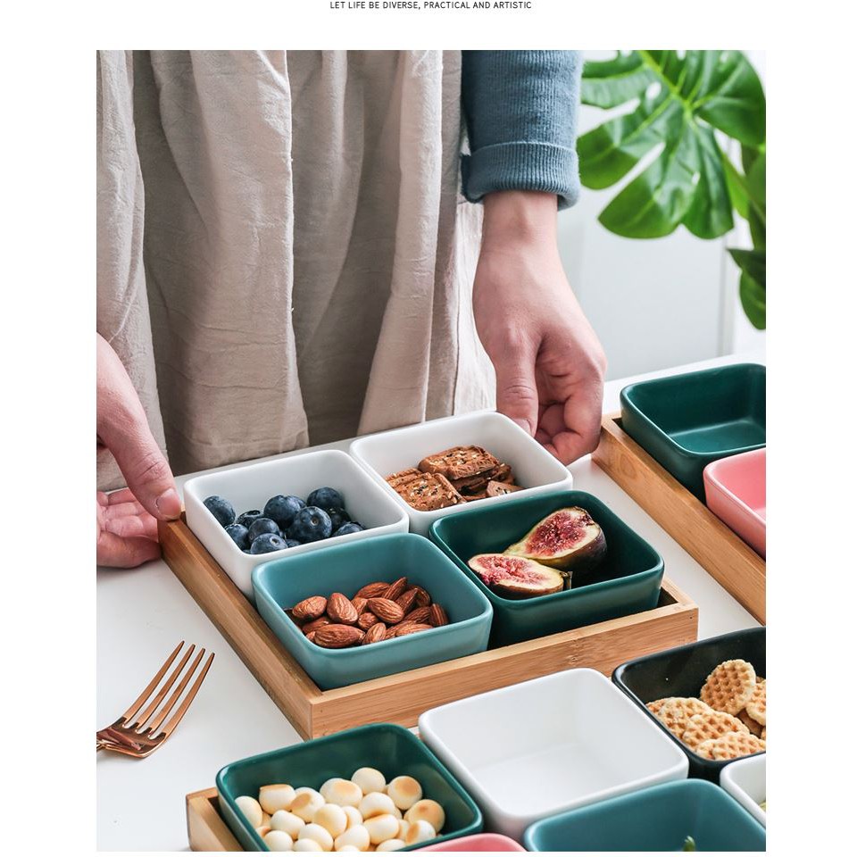 Khay mứt tết bánh kẹo sứ ceramic cao cấp NHẬT BẢN