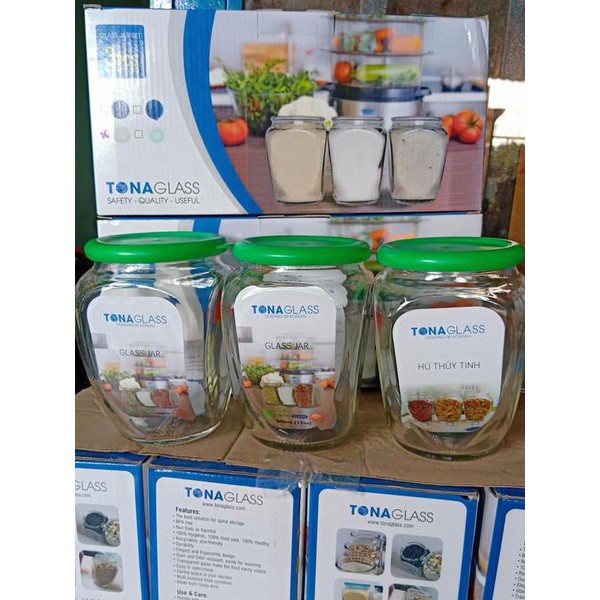 Set 3 hủ thủy tinh Tona Glass đựng gia vị 500ml cao cấp Qùa tặng anlne